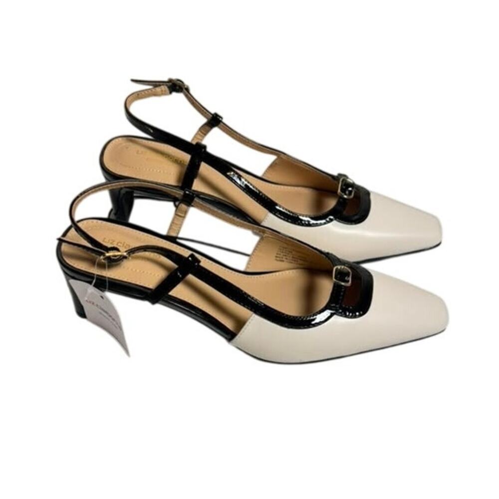 Liz Claiborne Riverview Womens Square Closed Toe Block Heel Pumps, Cream, 8,5.